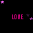Black background with pink 'LOVE' text and scattered purple and pink stars in a pattern