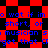 Red and black checkered background with blue pixelated text repeating 'what if im short, or musician s get that C' in a pattern