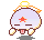 Pixelated angel icon with light purple body, red star on chest, yellow halo, and white wings; static pose with subtle animation changes across frames.