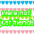 A split-screen digital image with two distinct text sections on contrasting backgrounds, featuring pixelated fonts and heart-shaped borders.