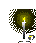 Pixelated candle icon with yellow flame, dark green background, and small cup-like object to the right.