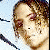 A 2x2 contact sheet of four animated frames showing a person with light brown hair in various poses against different backgrounds including blue and white, with visible pixelation and dithering effects.
