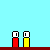 Pixel art scene with red and yellow pillars, gray platforms, blue rain, and birds, featuring text 'nice hangout spot' at top.