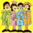 A 48x48 pixel animated contact sheet showing four cartoon figures in colorful outfits against a yellow background, with green text reading "Original Icons .com" on the right side.