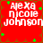 Red background with white text reading "Alexa Nicole Johnson" and scattered green star shapes.