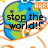 Animated globe icon with orange orbit lines and text changing from 'stop the world!!!' to 'i wanna get off.'