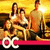A 2-frame contact sheet of a pixelated animated icon showing two distinct scenes: one with three figures on a beach at sunset and another with a person pointing at green 'OC' text.