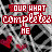Red text 'YOUR WHAT completes ME' repeated over a black-and-white diamond-patterned background with scattered red hearts.