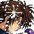 Pixelated anime-style character with brown hair and blue eyes, shown in three sequential poses against white background.