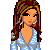Pixel art of a woman with long brown hair in various poses holding a dark briefcase, accompanied by text and heart symbols.
