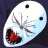 A pixelated buddy icon featuring a white mask-like character with black eyes and red mouth against dark blue background, paired with text "Anime IM" and "com" on black background.