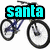 A static image of a blue bicycle with black tires and silver accents, overlaid with cyan text labels.
