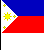 Pixelated flag with blue top, red bottom, white triangle containing yellow sun and three stars, animated with shifting top and bottom edges.
