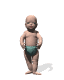 Animated baby avatar in teal diaper performing sequential poses against white background with soft shadow.