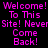 Pixelated pink text on black background repeats 'Welcome! Welcome! To This Site! Never Come Back!' in two identical vertical