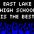 Pixelated text reads 'EAST LAKE HIGH SCHOOL IS THE BEST' in white on black, with blue pixel art below.