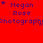 Red background with repeated blue text 'Megan Rose' and 'photograph' in a pattern, each containing four instances of the text