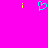 A static pixel art icon with a bright pink background, two yellow vertical bars on the left and right edges, and a cyan heart-shaped symbol in the center.
