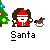 Pixel art Santa icon with Christmas tree and text promoting 'badassbuddy.com' in a contact sheet layout showing two identical frames.