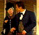 Animated sequence of historical figures in period clothing with shifting expressions and poses