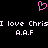 A static pixel art image with a pink heart symbol above text reading "I love Chris" and "A.A.F." in white on black.