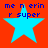 Blue star with pixelated text on red background, four identical static frames showing "me n erin r super" above the star.
