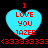 Two identical blue heart-shaped icons with red text "I LOVE YOU JAZEE" and a of red smiley faces below, displayed side-by-side on black background