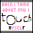 A 3x2 contact sheet of six animated frames showing a pixelated text-based icon with pink and black lettering on white backgrounds, each frame displaying the phrase "WHEN I THINK ABOUT YOU I touch MYSELF" with varying border colors.