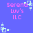 Pixelated text 'Serena Luv's ILC' in pink with light green square symbols on a blue background, arranged in repeating pattern