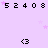 Pixelated icon with light purple background, pink stars, and repeated black text '52408' above four '<3' symbols in a pattern