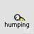 Pixelated icon shows a yellow creature with black outline and white circular head, positioned above 'humping' text on light gray background.