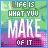 A 3x3 contact sheet of nine animated frames showing a pixelated quote graphic with changing text colors and background gradients.