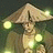 Pixelated figure in conical straw hat and traditional robes with glowing orbs, next to black background with white text "AnimeIM" and "com".