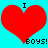 Two identical red heart shapes on cyan background with black text "I" above and "BOYS!" below each heart.