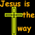 A static contact sheet of an animated icon featuring a yellow cross and text "Jesus is the way" on black background, repeated with blue "2 God" text on light blue wavy background across multiple frames.