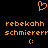 Pixelated orange text and symbols on black background: heart outline, 'rebekahh', 'schmiererr', and ':(' repeated twice.