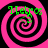 Four identical pink and black spiral patterns arranged in a with green text reading "Metros" overlaid on each spiral