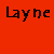 pixelated icons on a red background, each displaying the name 'Layne' in various styles and animations