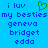 Blue background with pixelated text and a green heart symbol, showing repeated phrases in blue font.