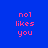 Blue background with pink text 'no1 likes you' and green rectangular overlays in four positions.