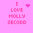 Pixelated pink text on pink background with animated heart and sparkles replacing 'I LOVE MOLLY SECORD' text elements.