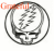 A circular black-and-white icon featuring a stylized skull with lightning bolts on its forehead, displayed in multiple states of animation.