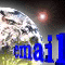 identical blue 'email' text icons over a planet Earth background with a bright light source, showing animation changes in the light's position