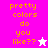 Pixelated text 'pretty colors do you like??' in orange on pink and white backgrounds with a star icon changing from white to pink.