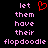 Pixelated text 'let them have their fopdoodle' in pink on black background with red heart symbol above the word 'let'.