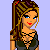 Pixel art contact sheet showing multiple frames of a female character in various poses with red text "vanilla spice" on black background.