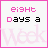 A 3x3 contact sheet of animated frames from a pixel art buddy icon featuring pink and black text with