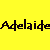 Yellow and black striped background with repeated text 'Adelaide' in black and yellow, partially obscured by diagonal black lines.