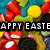 Pixelated image of colorful candies with text overlays reading 'APPY EASTER', 'MMMM', and 'SWEETS' across different sections.