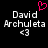 Pixelated text displays 'David Archuleta' with a heart symbol above and '<3' below on a black background.